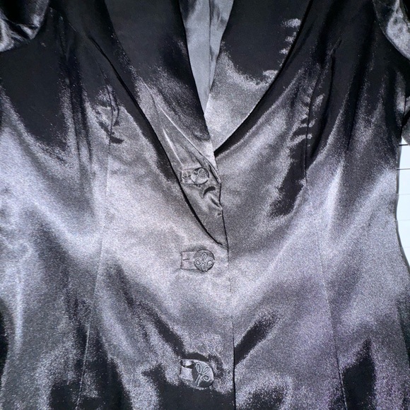 Caché , set black jacket with pants size 4 Satin material with lace - Picture 5 of 8